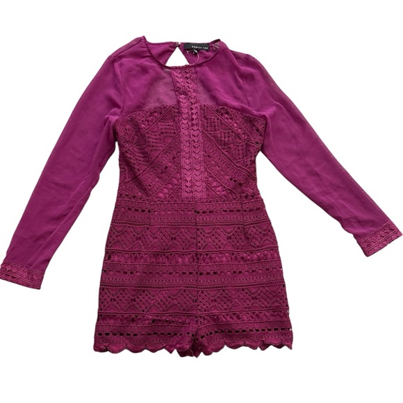 Adelyn Rae Pants - New Medium Adelyn Rae Purple Berry Lace Open Back Romper